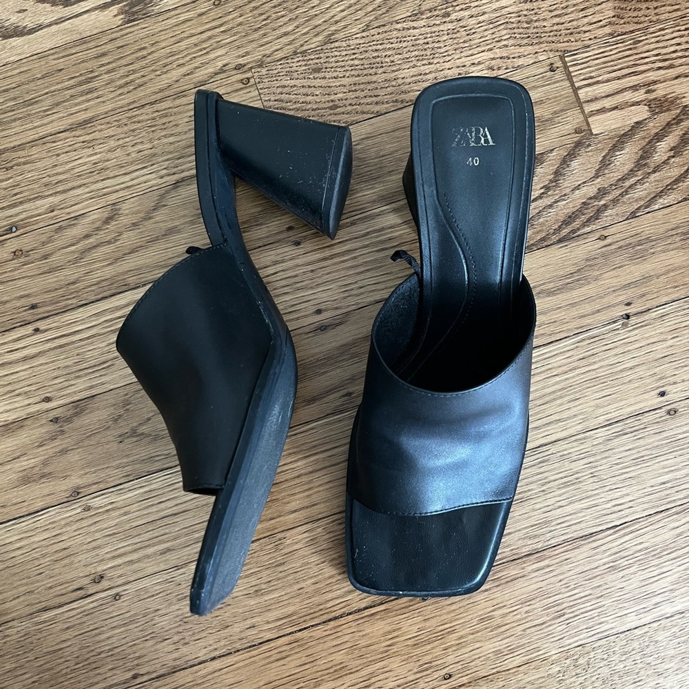 Zara Black Women's Heeled Mules